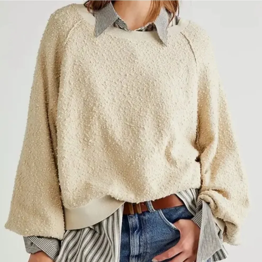 Free People Found My Friend pullover nubby sweatshirt top‎ light lilac